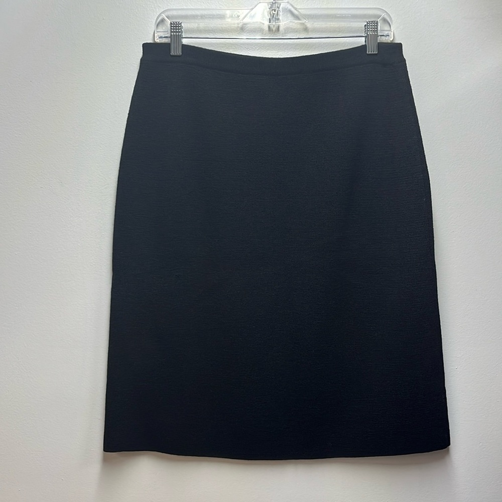 Eileen Fisher Italian Yard 100% Wool Black Knit Pencil Skirt Sz Large Career